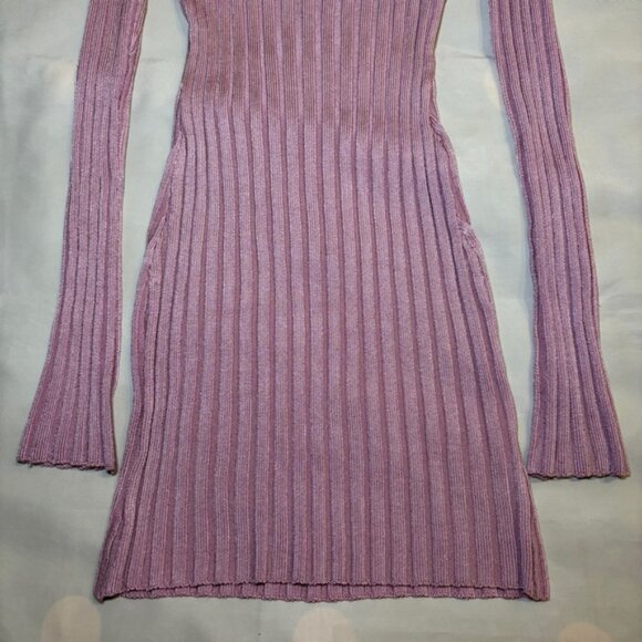 NEW! Guizio- Slinky Rib Mini Dress Cotton Candy Pink Size Large Square Neck - Picture 4 of 8